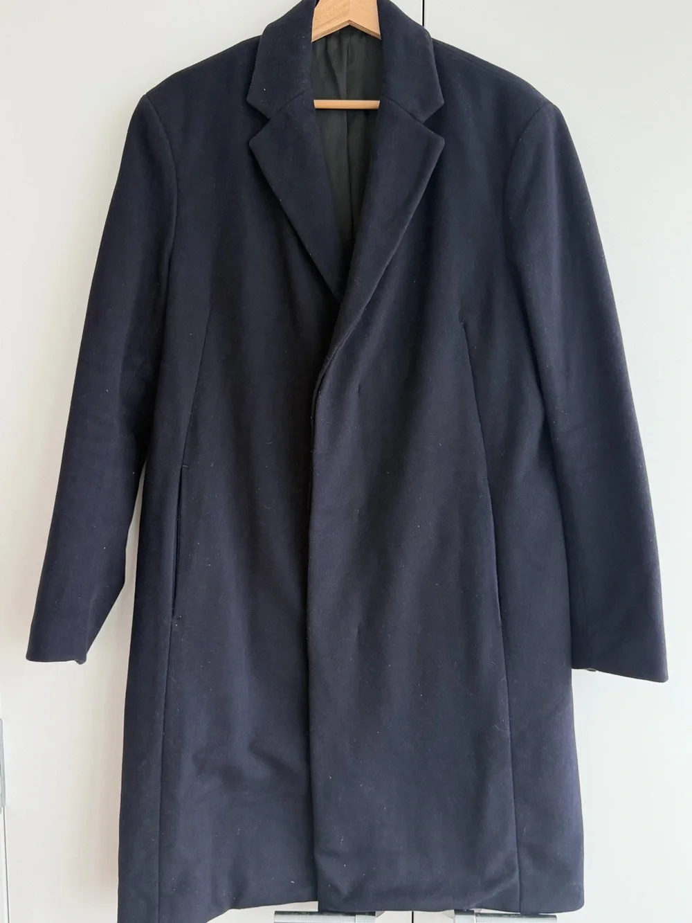 Theory Men's Navy Wool Full Length Coat